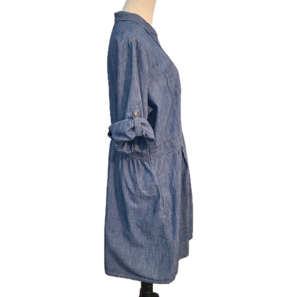 Old Navy Chambray Shirt Dress Blue Jean Pockets Sz 18 Boho Coastal Cowgirl - Picture 4 of 10